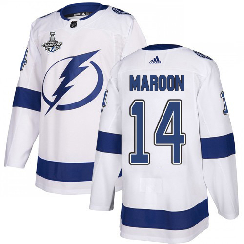 Adidas Tampa Bay Lightning Men #14 Pat Maroon White Road Authentic 2020 Stanley Cup Champions Stitched NHL Jersey->vancouver canucks->NHL Jersey